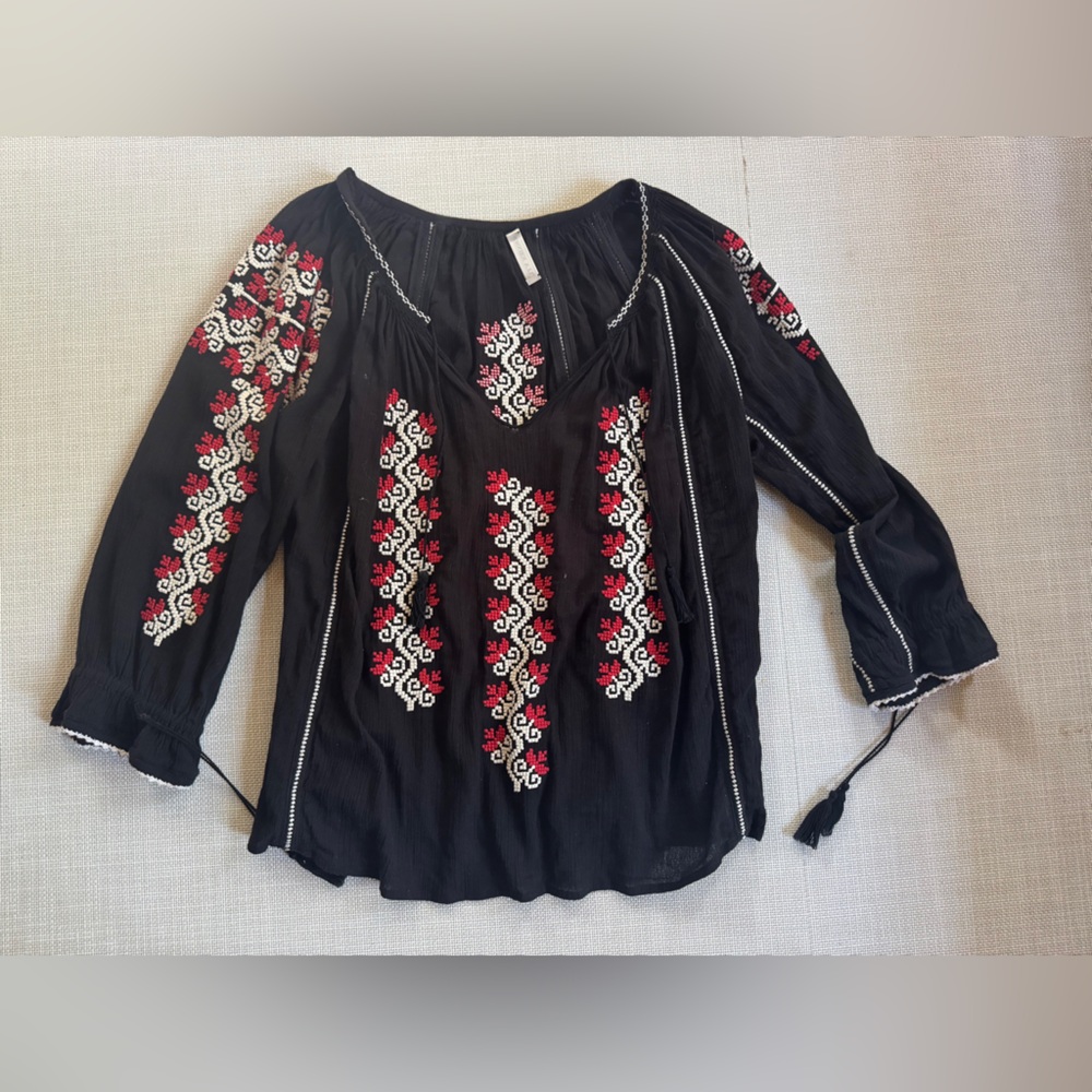 Ulla Johnson Black embroidered cotton top size 8